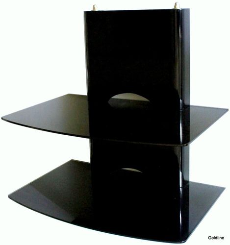 DVD Bracket Floating Black Glass Shelves